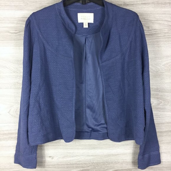 Hinge Blue Textured Crop Jacket - Picture 4 of 7